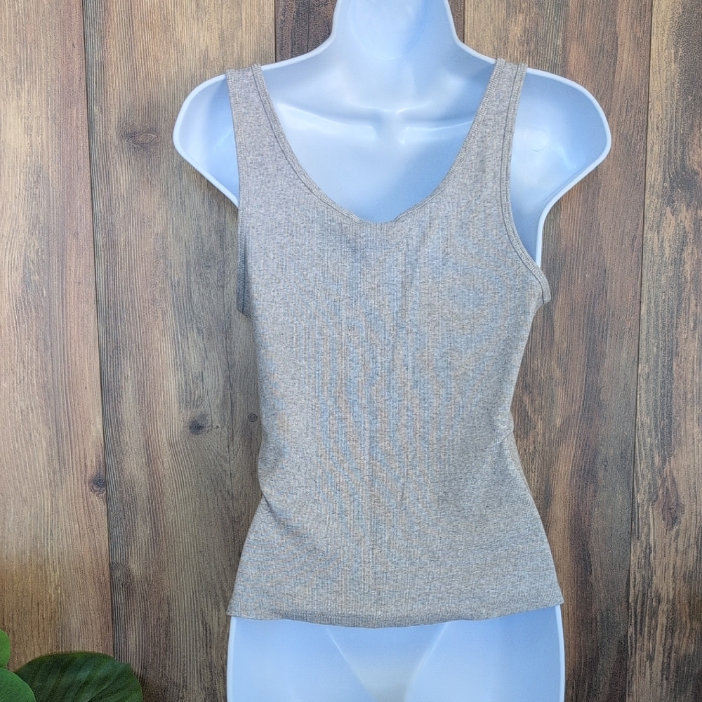 H&M Gray Ribbed Crop Tank Top M T149 - Picture 5 of 7